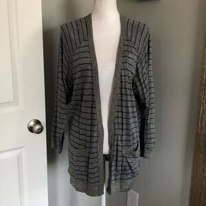 Tu’s Gray & Blue Striped Cardigan